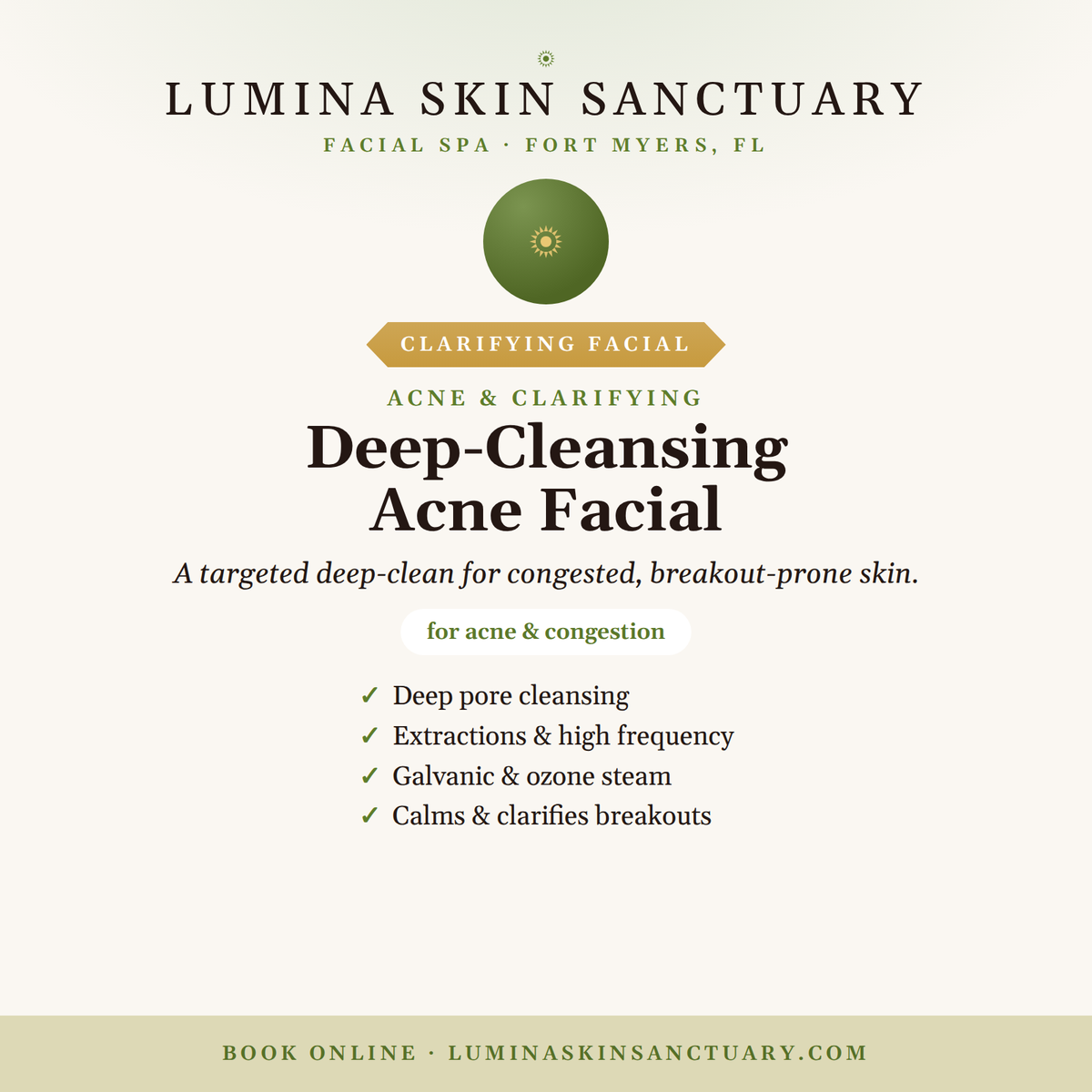 Deep-Cleansing Acne Facial — Lumina Skin Sanctuary, Fort Myers