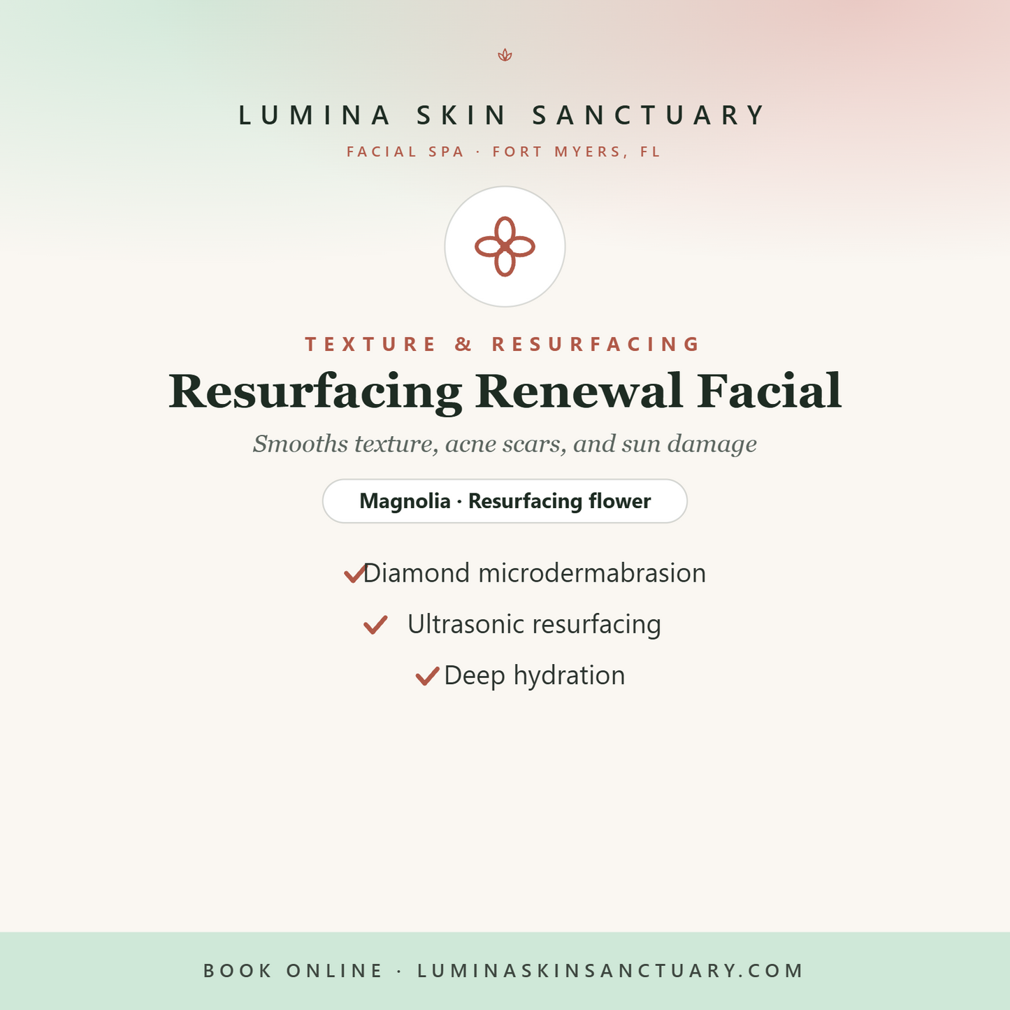 Resurfacing Renewal Facial โ Lumina Skin Sanctuary, facial spa in Fort Myers, FL