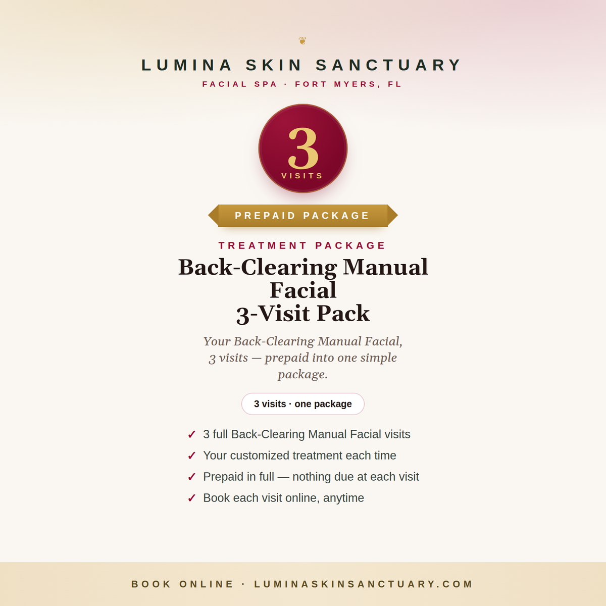 Back-Clearing Manual Facial · 3-Visit Pack — Lumina Skin Sanctuary, Fort Myers