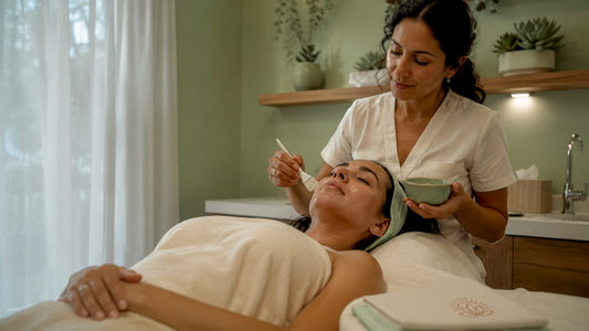 Facial treatment being applied in a clinic