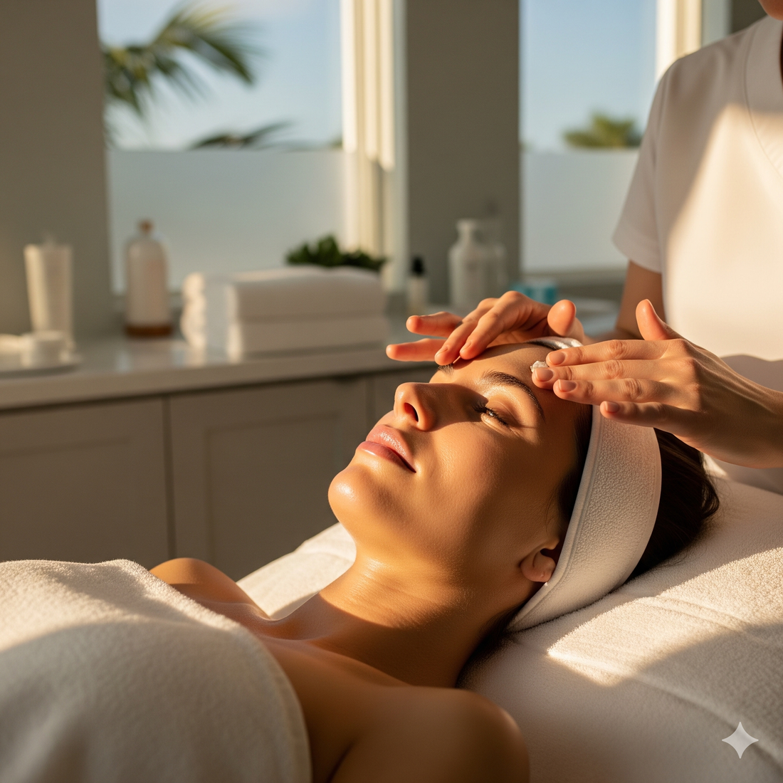 Relaxing hands-on manual facial massage at Lumina Skin Sanctuary in Fort Myers, FL