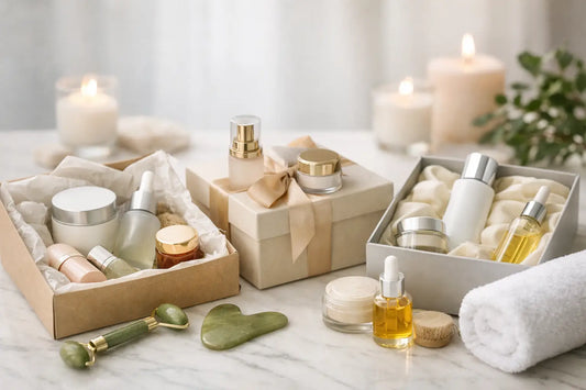 Curated skincare gift set with cleanser, serum and moisturizer — how to choose skincare gifts that actually get used