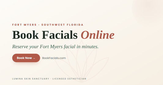 Person booking a Fort Myers facial online at Lumina Skin Sanctuary