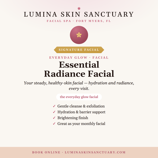 Essential Radiance hydrating facial at Lumina Skin Sanctuary in Fort Myers for dry skin