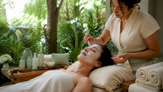 Client receiving a facial in the spa treatment room — monthly facial membership in Fort Myers, FL at Lumina Skin Sanctuary