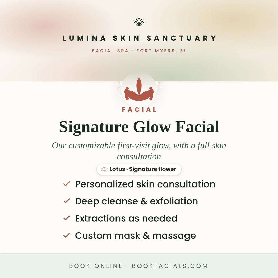 Customized professional facial at Lumina Skin Sanctuary in Fort Myers, FL