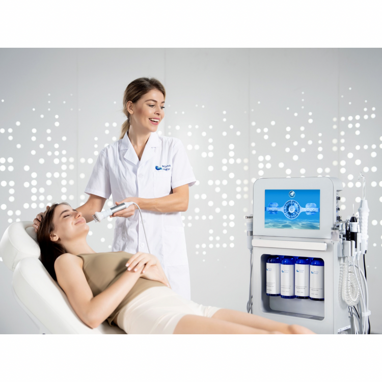 Facial in progress with the Hydra Spa Infusion system at Lumina Skin Sanctuary
