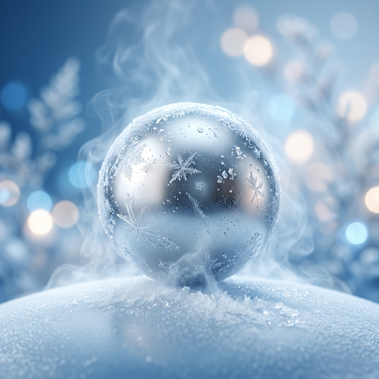 Cold Hammer Finish add-on hero image with a frosted chilled sphere and ice crystals