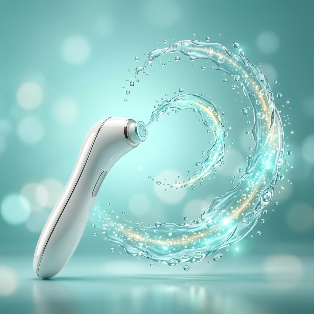 Hydra Spa Signature Facial hero image with glowing aqua solution bottles and water droplets