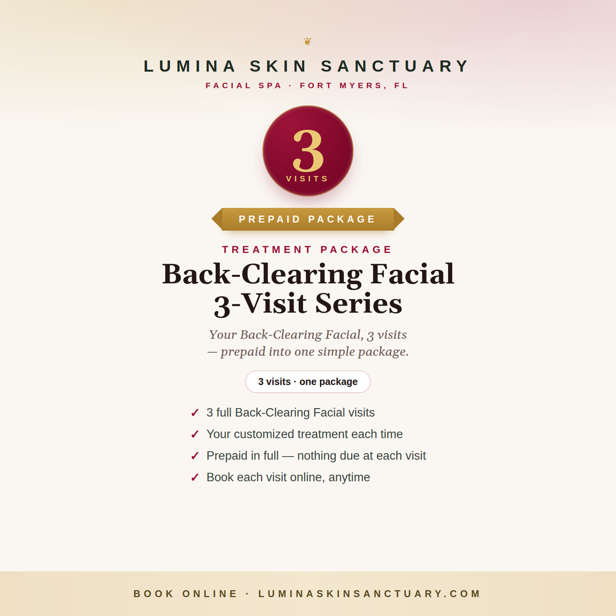 Back-Clearing Facial · 3-Visit Series — Lumina Skin Sanctuary, Fort Myers