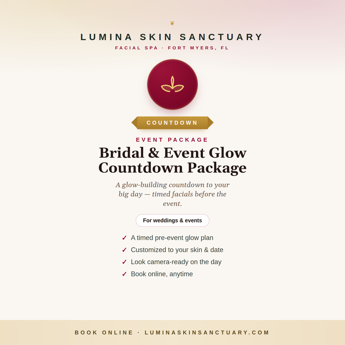 Bridal & Event Glow Countdown Package — Lumina Skin Sanctuary, Fort Myers