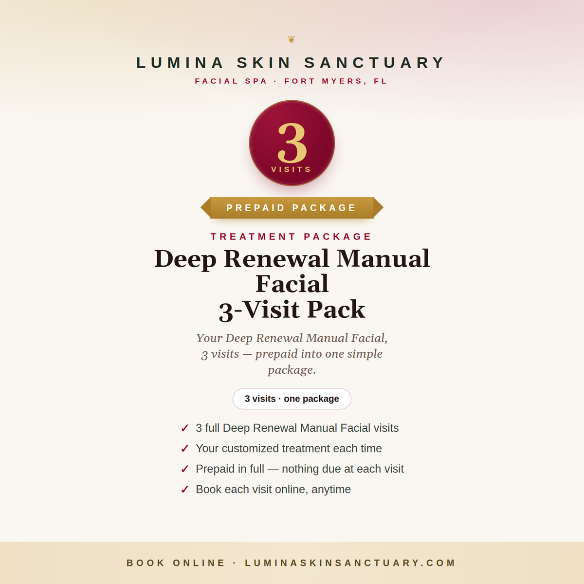 Deep Renewal Manual Facial · 3-Visit Pack — Lumina Skin Sanctuary, Fort Myers