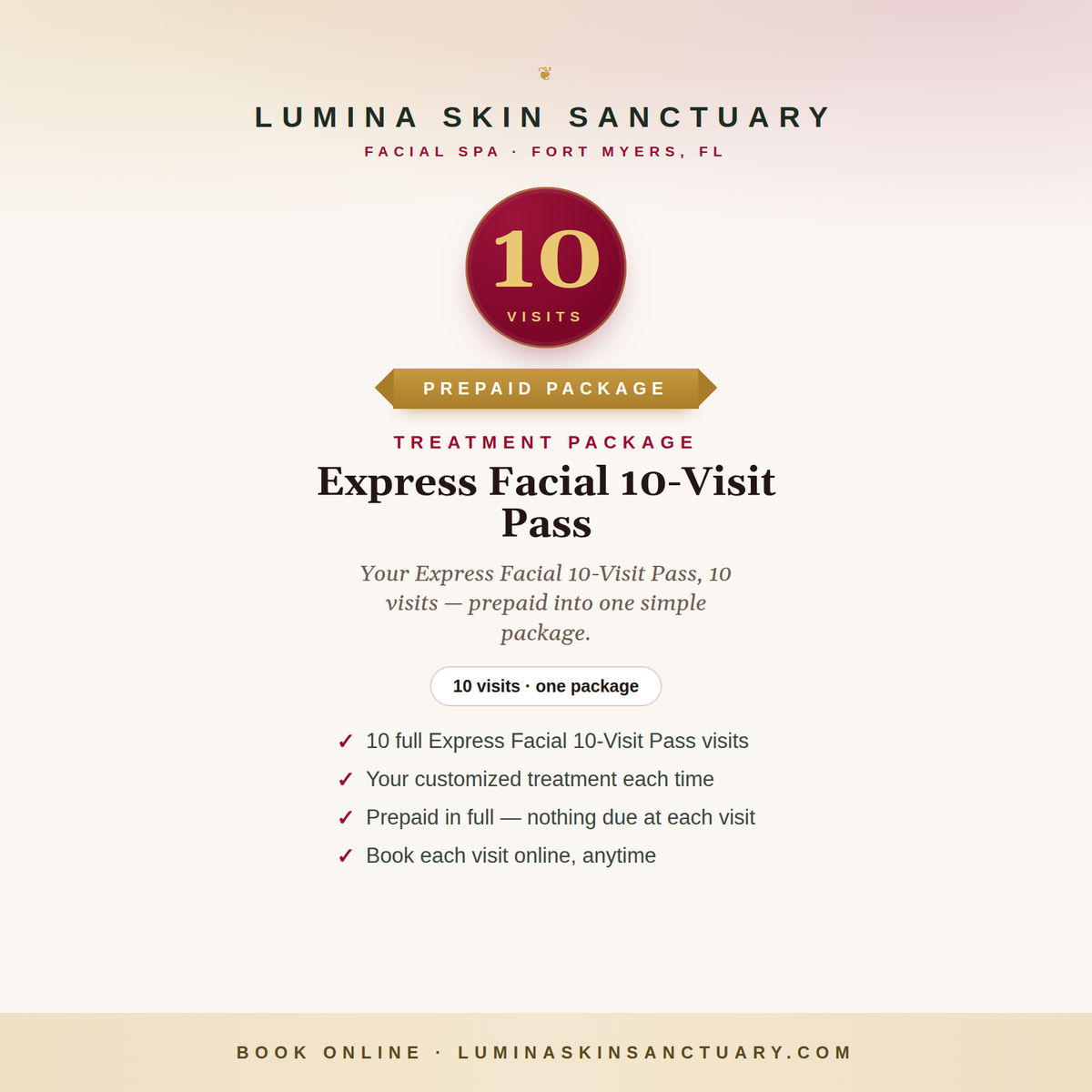 Express Facial 10-Visit Pass — Lumina Skin Sanctuary, Fort Myers