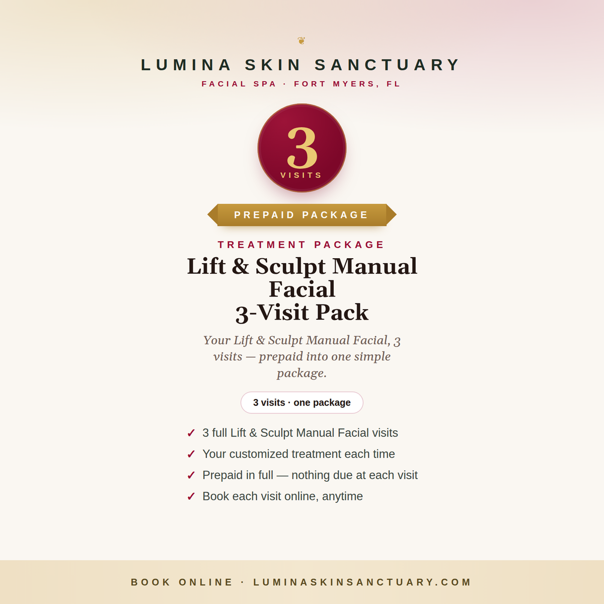 Lift & Sculpt Manual Facial · 3-Visit Pack — Lumina Skin Sanctuary, Fort Myers