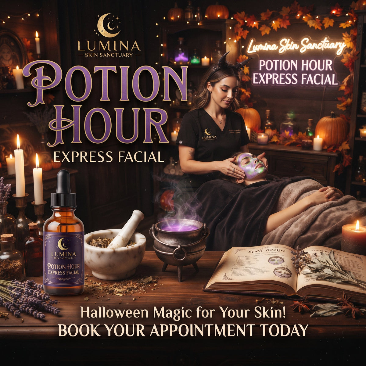 Potion Hour Express Facial, a 30-minute Halloween express facial in Fort Myers