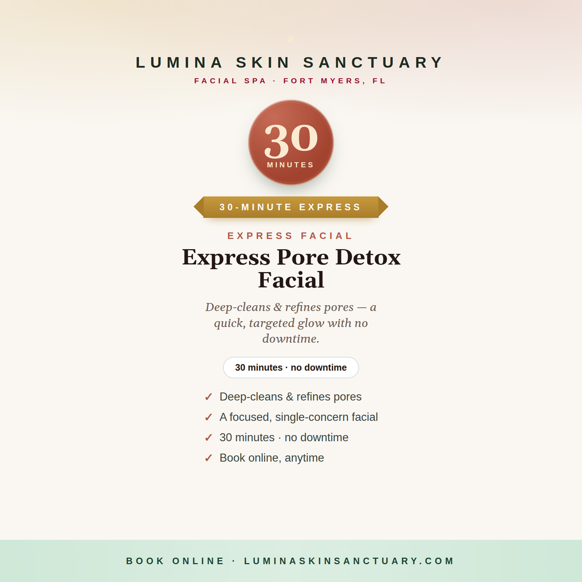 Express Pore Detox Facial — 30-minute express facial, Lumina Skin Sanctuary, Fort Myers